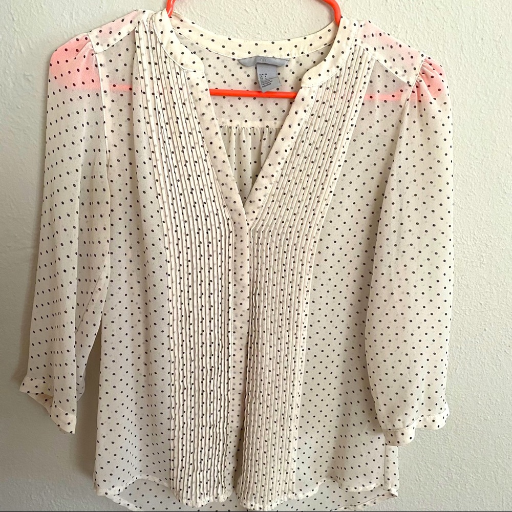 3/4 Length Sleeve Polka Dotted Blouse